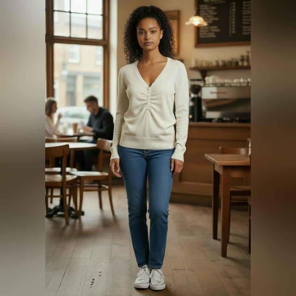 Creme White Long Sleeve Top